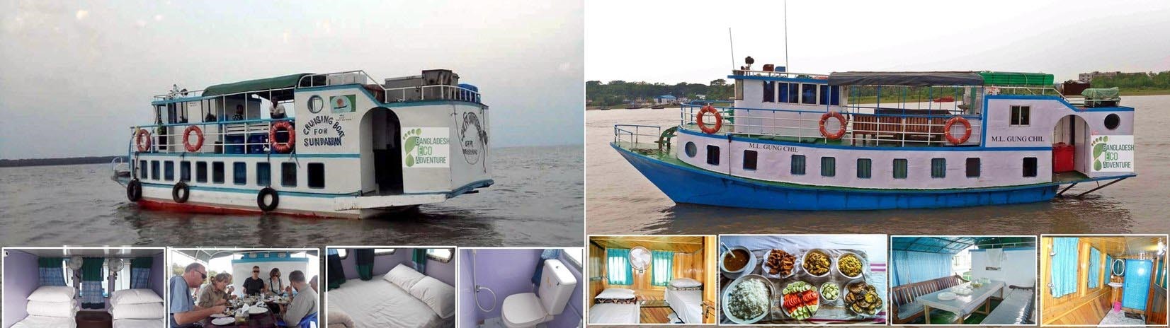 The best way to explore the world’s largest mangrove forest Sundarbans is by small boat. it allows you to go the closest distance from land, you can enjoy and experience the forest in your own way, you always feel private and you can truly enjoy the forest in your ownway.  Accommodation & Cabin facilities: Generally all Small boat has the accommodation of 08 tourist maximum in one boat with all separate cabins. All small boats have 03 Twin cabins & 01 Semi-Double Cabin with 01 Common Toilet. cabins have a blanket, mosquito nets, proper bed, one fan on top of everyone's bed,  Food: Boats carry all fresh vegetables, fish, meats. we normally serve less spicy Bangla menu in breakfast, lunch and dinner. tea coffee will be always available on a boat. morning in breakfast - honey, egg, chapati, vegetables etc will serve, lunch and dinner - we have fish, meat, vetables, daal in the menu. last night on the boat we will do a small bar b q on boat  Power supply & Others : boats has a generator to provide electricity to recharge your mobile, batteries, camera etc . according to the forest laws , we can run the generator till from afternoon to 23:00 hrs when you can recharge all your batteries etc and then we have emergency power supply (IPS) for fan, lights throughout the night .  Things to carry for Sundarbans tour: medicine, towel, brush, torch, sneakers to walk inside forest,
